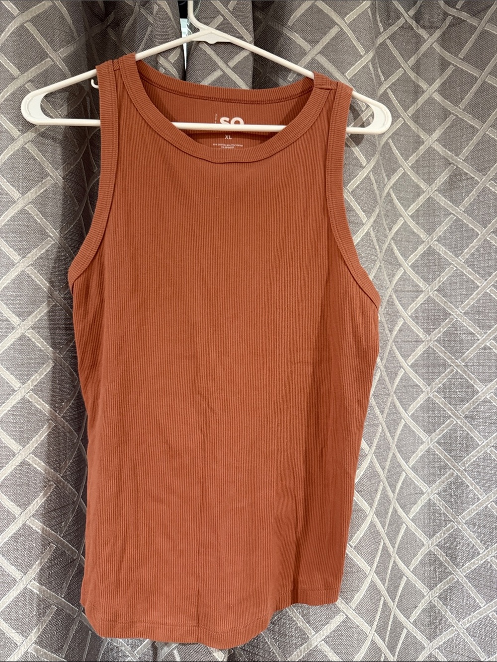SO Women's Ribbed Tank Top in Rust Brown